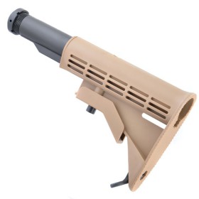 King Arms 6 Position Stock with Pipe - TAN