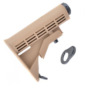 King Arms 6 Position Stock with Pipe - TAN