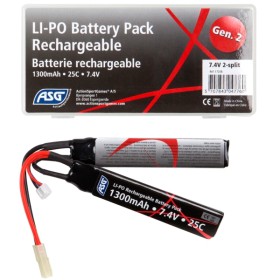 ASG Battery Li-Po - 7,4V 1300mAh 25C - 2 Split