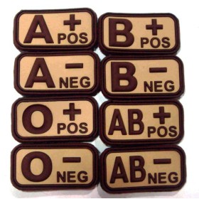 PVC 3D Blood Type Patch w/ Velcro - Brown / Khaki
