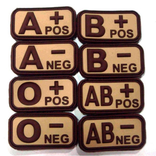 PVC 3D Blood Type Patch w/ Velcro - Brown / Khaki