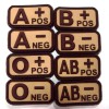 PVC 3D Blood Type Patch w/ Velcro - Brown / Khaki