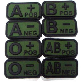 PVC 3D Blood Type Patch w/ Velcro - Black / OD