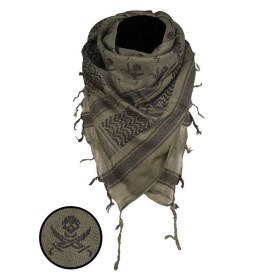 Mil-Tec Shemagh Scarf Skull - Olive / Black