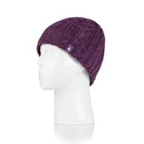 Heat Holders Ladies Cable Hat - Purple