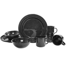 Mil-Tec Western 12 Pcs Dishes Enamelled - Black