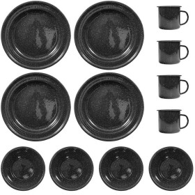 Mil-Tec Western 12 Pcs Dishes Enamelled - Black