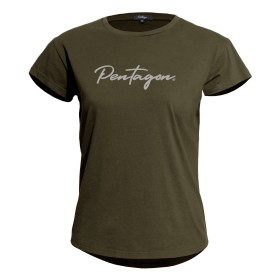 Pentagon Whisper Ladies Tee (Calligraphy) Ranger Green