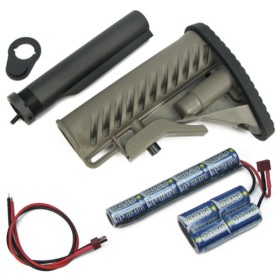 King Arms M4 Tactical Stock - DE w/Pipe-1400mAh-9.6V