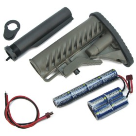 King Arms M4 Tactical Stock - OD w/Pipe 1400mAh-9.6V