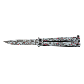 Albainox 02220 Butterfly Knife 3D Skulls