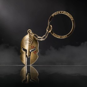 Pentagon Spartan Keyring - Antique Brass