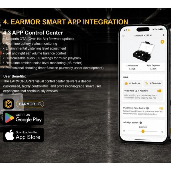 Earmor M23T AI Bluetooth Earplugs Protection- Assault Orange