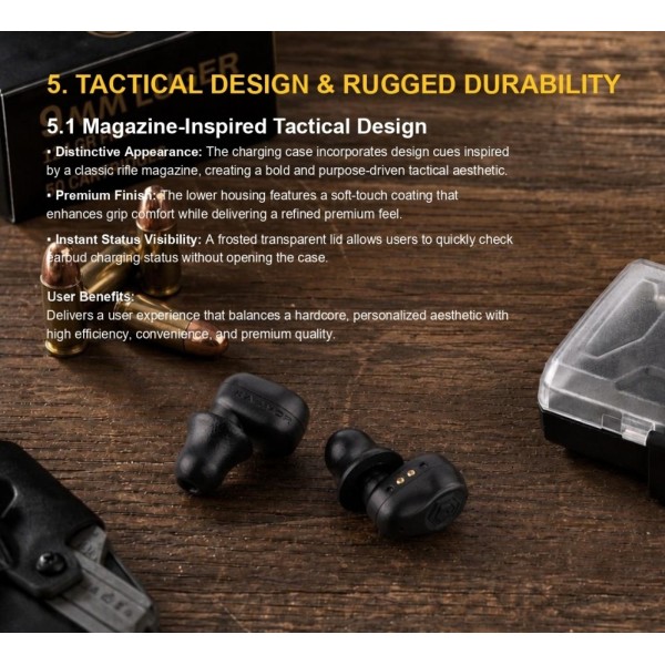 Earmor M23T AI Bluetooth Earplugs Protection- Tactical Black