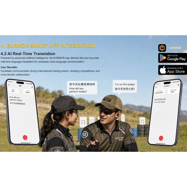 Earmor M23T AI Bluetooth Earplugs Protection- Tactical Black