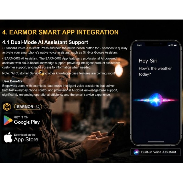 Earmor M23T AI Bluetooth Earplugs Protection- Yellow