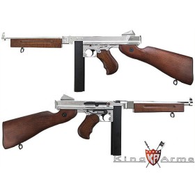 King Arms Thompson M1A1 Military Real Wood - Full Metal - Silver