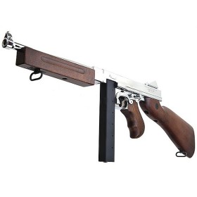King Arms Thompson M1A1 Military Real Wood - Full Metal - Silver